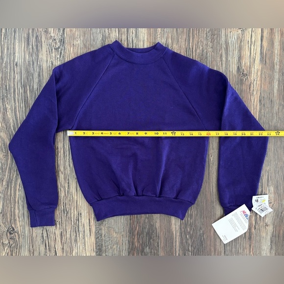 Vtg 90s JERZEES NUBLEND Girls M 10-12 Purple Crewneck Sweatshirt USA NOS NWT - Picture 4 of 9